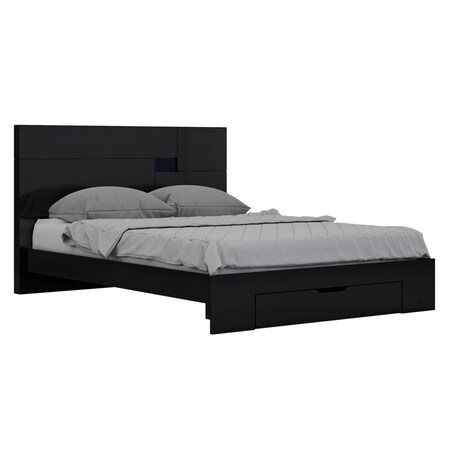 Gfancy Fixtures 60 x 80 x 43 in. Modern Queen Black High Gloss Bed GF3082570